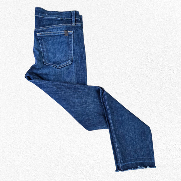 Joe’s Jeans Dark Wash Raw Hem Farrah Crop Classic Straight Ankle Jeans Size 29 - Picture 6 of 8